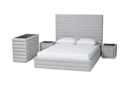 Baxton Studio - Cadmus Queen Bedroom Set - BBT61237-Light Grey-Queen 4PC Bedroom Set view 1