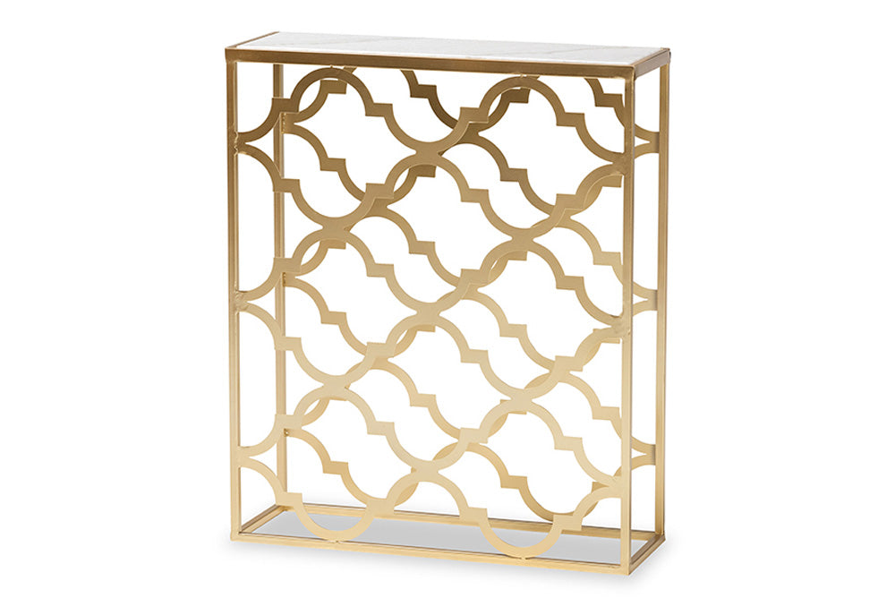 Baxton Studio - Calanthe Outdoor End Table - H01-93949-Metal/Marble-Console view 1