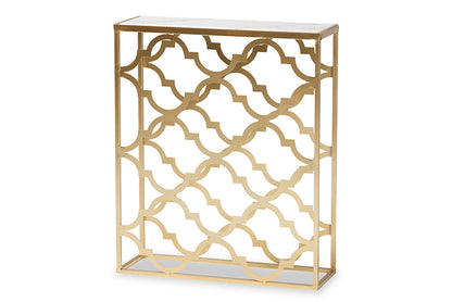 Baxton Studio - Calanthe Outdoor End Table - H01-93949-Metal/Marble-Console view 1