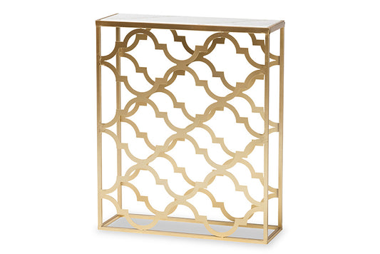 Baxton Studio - Calanthe Outdoor End Table - H01-93949-Metal/Marble-Console view 1