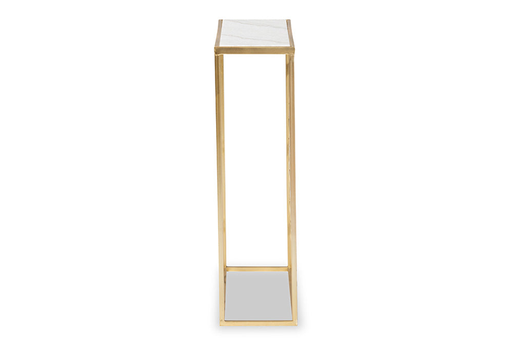 Baxton Studio - Calanthe Outdoor End Table - H01-93949-Metal/Marble-Console view 3