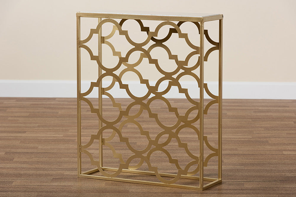 Baxton Studio - Calanthe Outdoor End Table - H01-93949-Metal/Marble-Console view 8
