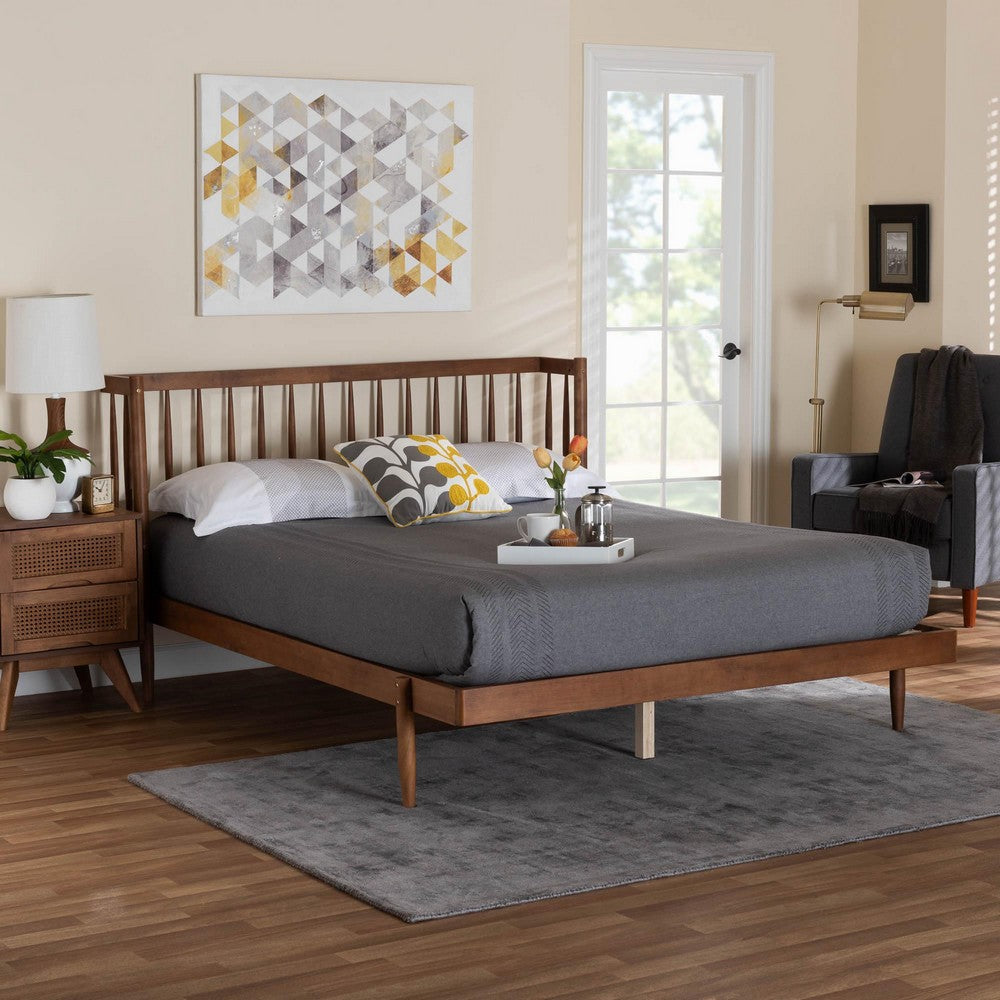 Baxton Studio - Calderon Queen Size Bed in Walnut Brown - MG0116-Walnut- Queen view 7