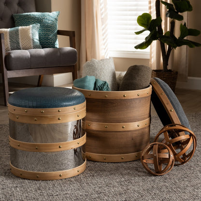 Baxton Studio - Caleb Set of 2 Ottomans in Brown/Mirrored - R87R504-2PC Otto Set view 5