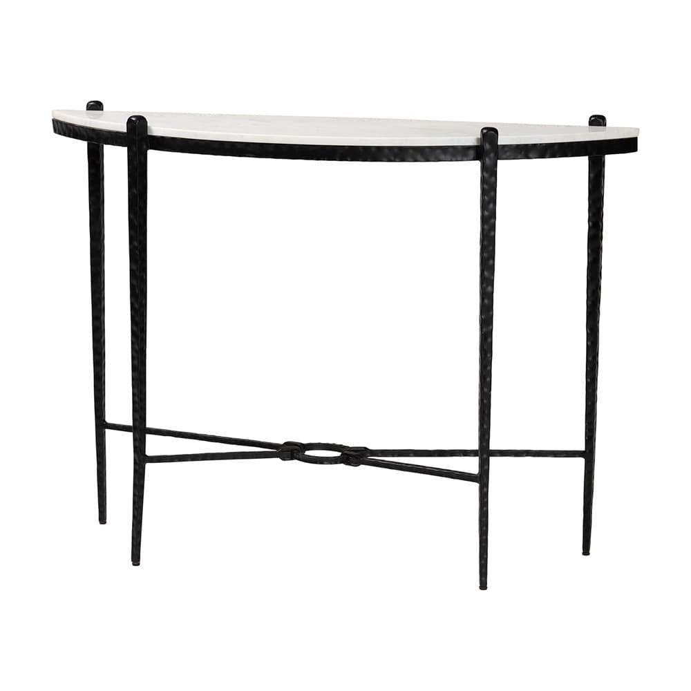 Baxton Studio - Caledon Console Table in Marble White/Black - FUR6900-Hammered/Marble Top-Console Table view 1