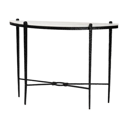 Baxton Studio - Caledon Console Table in Marble White/Black - FUR6900-Hammered/Marble Top-Console Table view 1