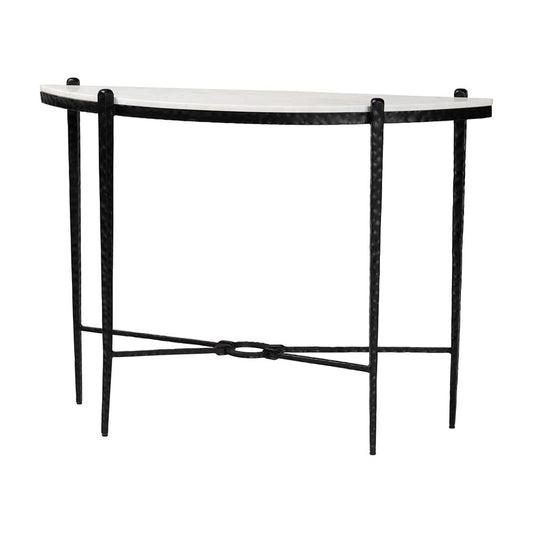 Baxton Studio - Caledon Console Table in Marble White/Black - FUR6900-Hammered/Marble Top-Console Table view 1