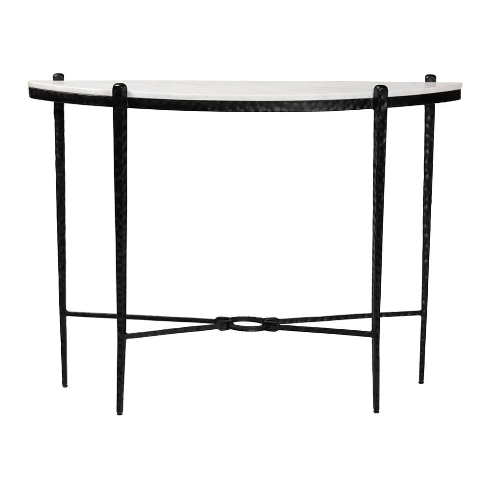 Baxton Studio - Caledon Console Table in Marble White/Black - FUR6900-Hammered/Marble Top-Console Table view 2