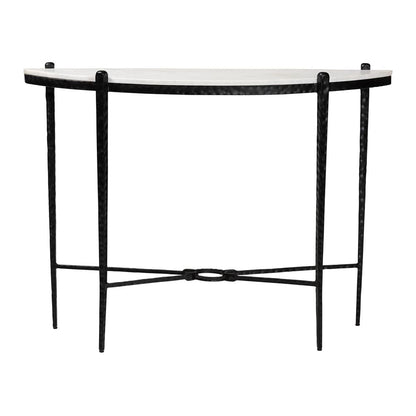 Baxton Studio - Caledon Console Table in Marble White/Black - FUR6900-Hammered/Marble Top-Console Table view 2
