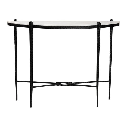 Baxton Studio - Caledon Console Table in Marble White/Black - FUR6900-Hammered/Marble Top-Console Table view 2