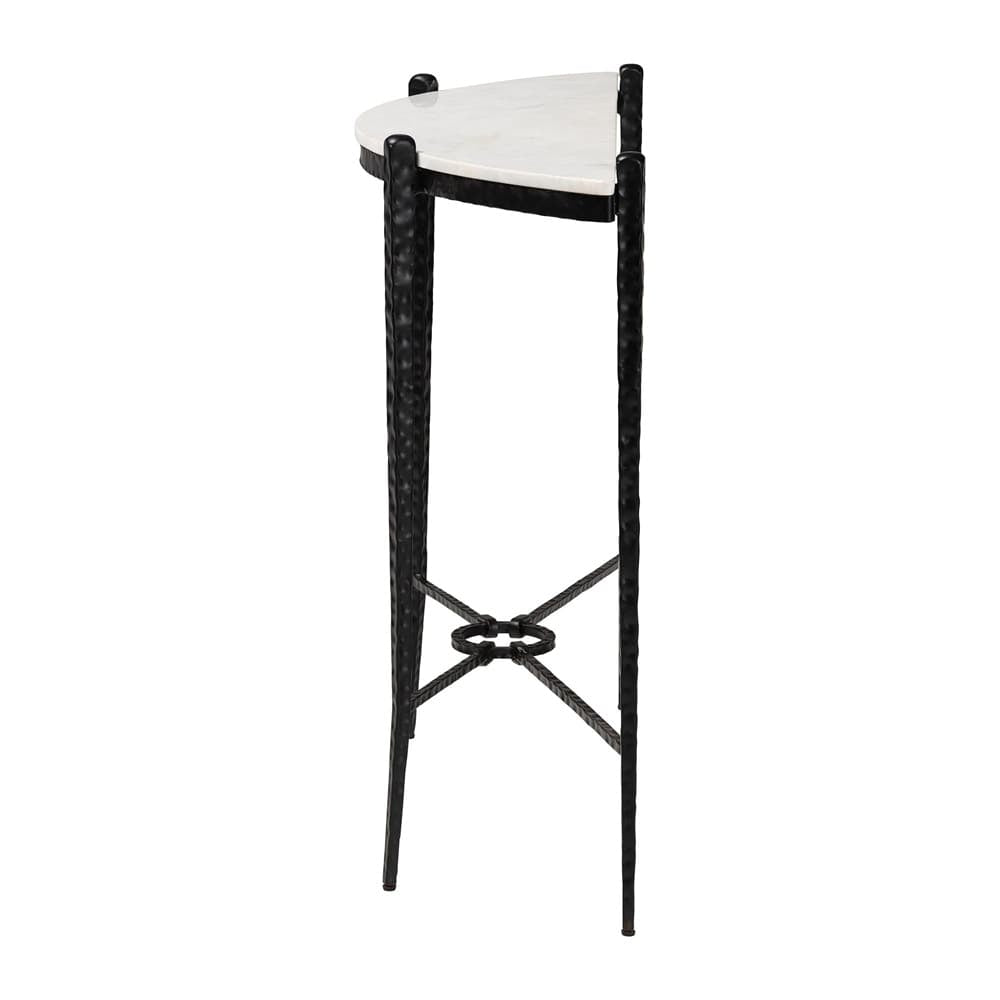 Baxton Studio - Caledon Console Table in Marble White/Black - FUR6900-Hammered/Marble Top-Console Table view 3