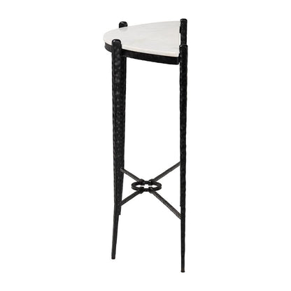 Baxton Studio - Caledon Console Table in Marble White/Black - FUR6900-Hammered/Marble Top-Console Table view 3