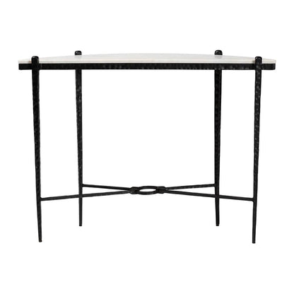 Baxton Studio - Caledon Console Table in Marble White/Black - FUR6900-Hammered/Marble Top-Console Table view 4