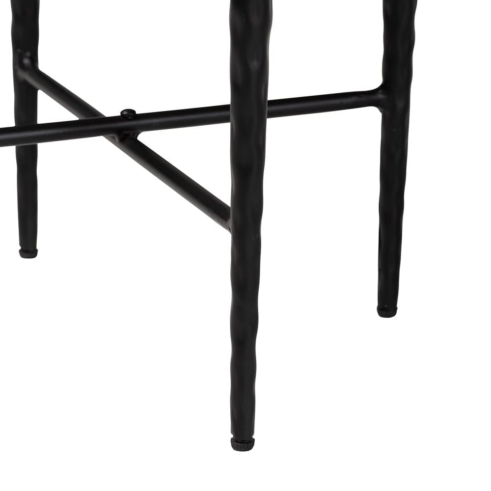Baxton Studio - Caledon End Table in Marble White/Black - FUR6881-Marble Top Hammer Round-ET view 4