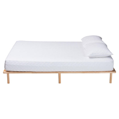 Baxton Studio - Calhoun Queen Size Bed Frame in Natural Brown - BBT61200-Natural-Queen view 2