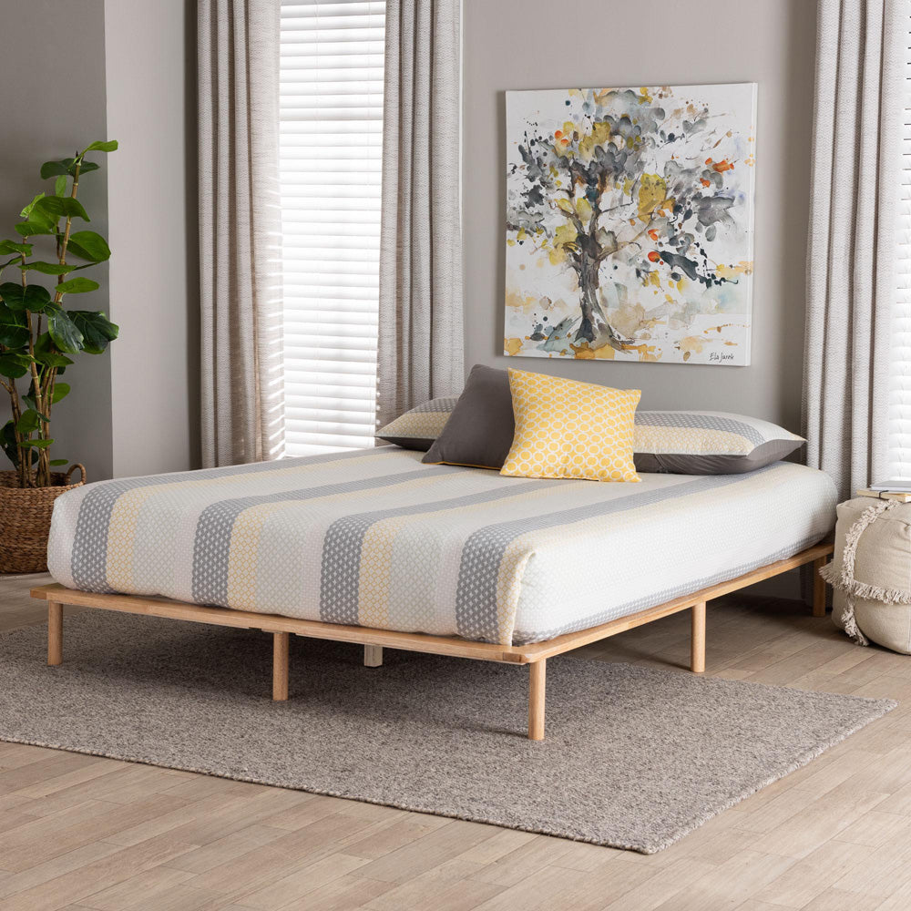 Baxton Studio - Calhoun Queen Size Bed Frame in Natural Brown - BBT61200-Natural-Queen view 6