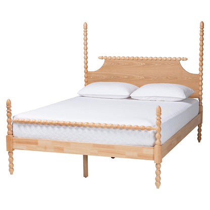 Baxton Studio - Caliana King Size Bed in Natural Brown - SW8638-Natural-King Poster Bed view 1