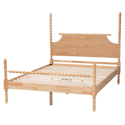 Baxton Studio - Caliana King Size Bed in Natural Brown - SW8638-Natural-King Poster Bed view 3