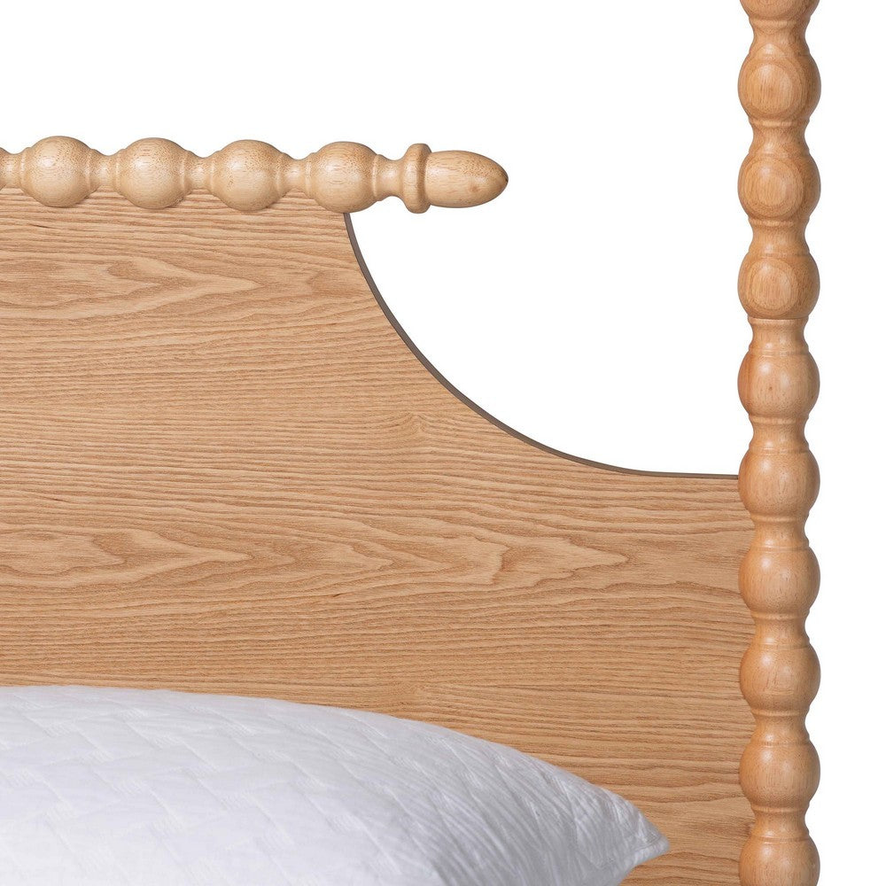 Baxton Studio - Caliana King Size Bed in Natural Brown - SW8638-Natural-King Poster Bed view 4