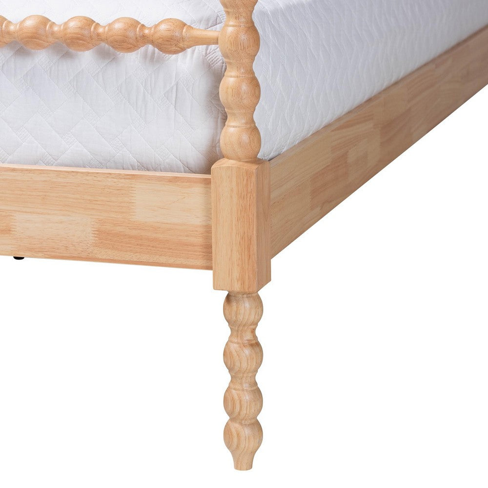 Baxton Studio - Caliana King Size Bed in Natural Brown - SW8638-Natural-King Poster Bed view 5