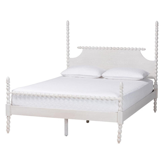 Baxton Studio - Caliana King Size Bed in White - SW8638-White-King Poster Bed view 1