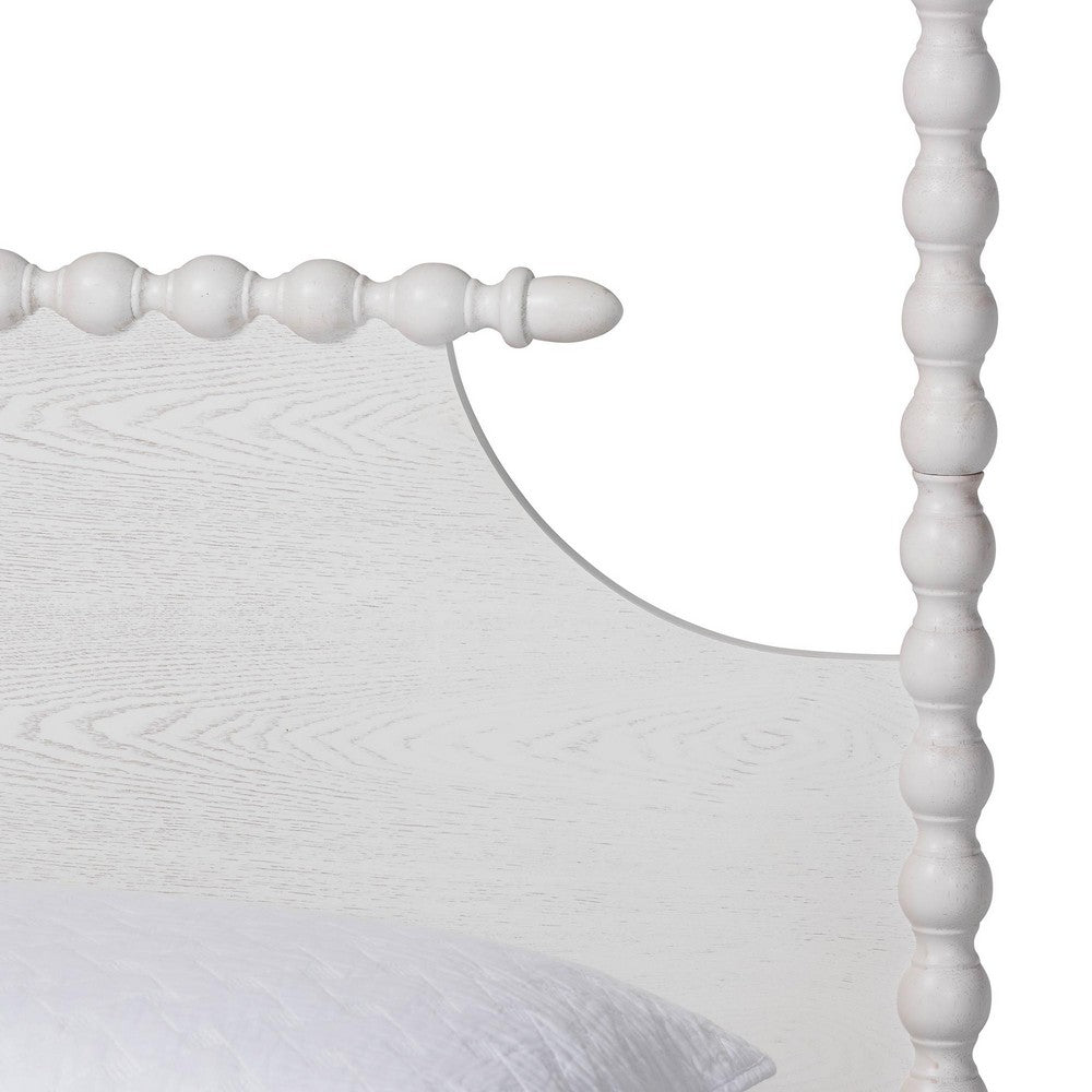 Baxton Studio - Caliana King Size Bed in White - SW8638-White-King Poster Bed view 4
