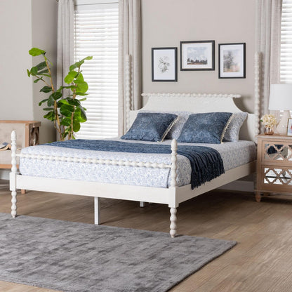 Baxton Studio - Caliana King Size Bed in White - SW8638-White-King Poster Bed view 7