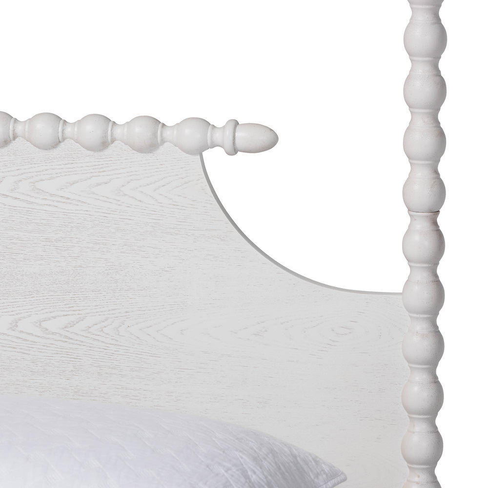 Baxton Studio - Caliana Queen Size Bed in White - SW8638-White-Queen Poster Bed view 4