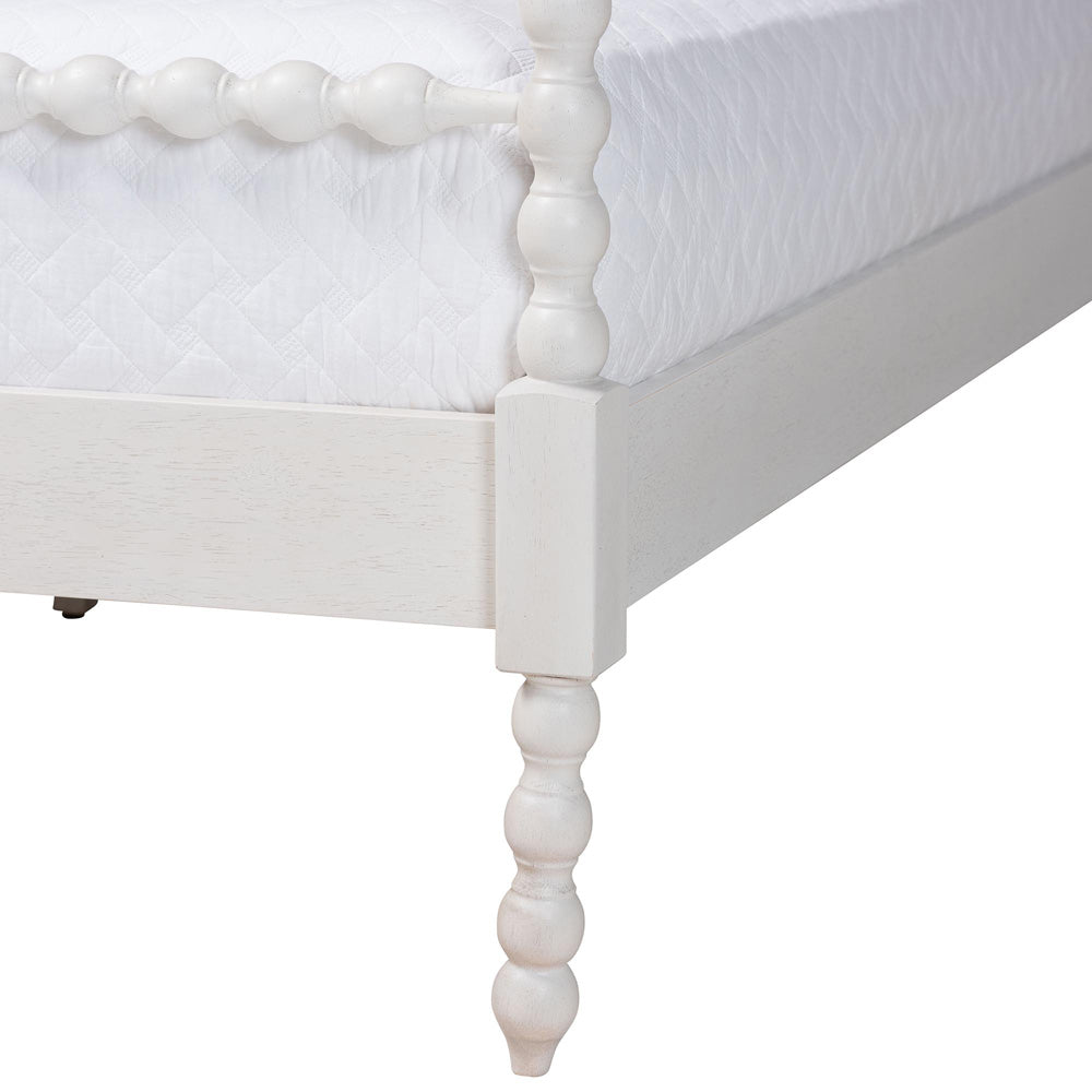 Baxton Studio - Caliana Queen Size Bed in White - SW8638-White-Queen Poster Bed view 5