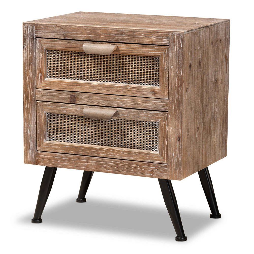 Baxton Studio - Calida End Table in Natural Brown/Black - JYCR19B-007-Rattan-ET view 1