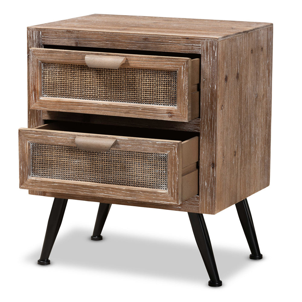 Baxton Studio - Calida End Table in Natural Brown/Black - JYCR19B-007-Rattan-ET view 2