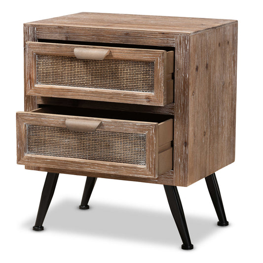 Baxton Studio - Calida End Table in Natural Brown/Black - JYCR19B-007-Rattan-ET view 2