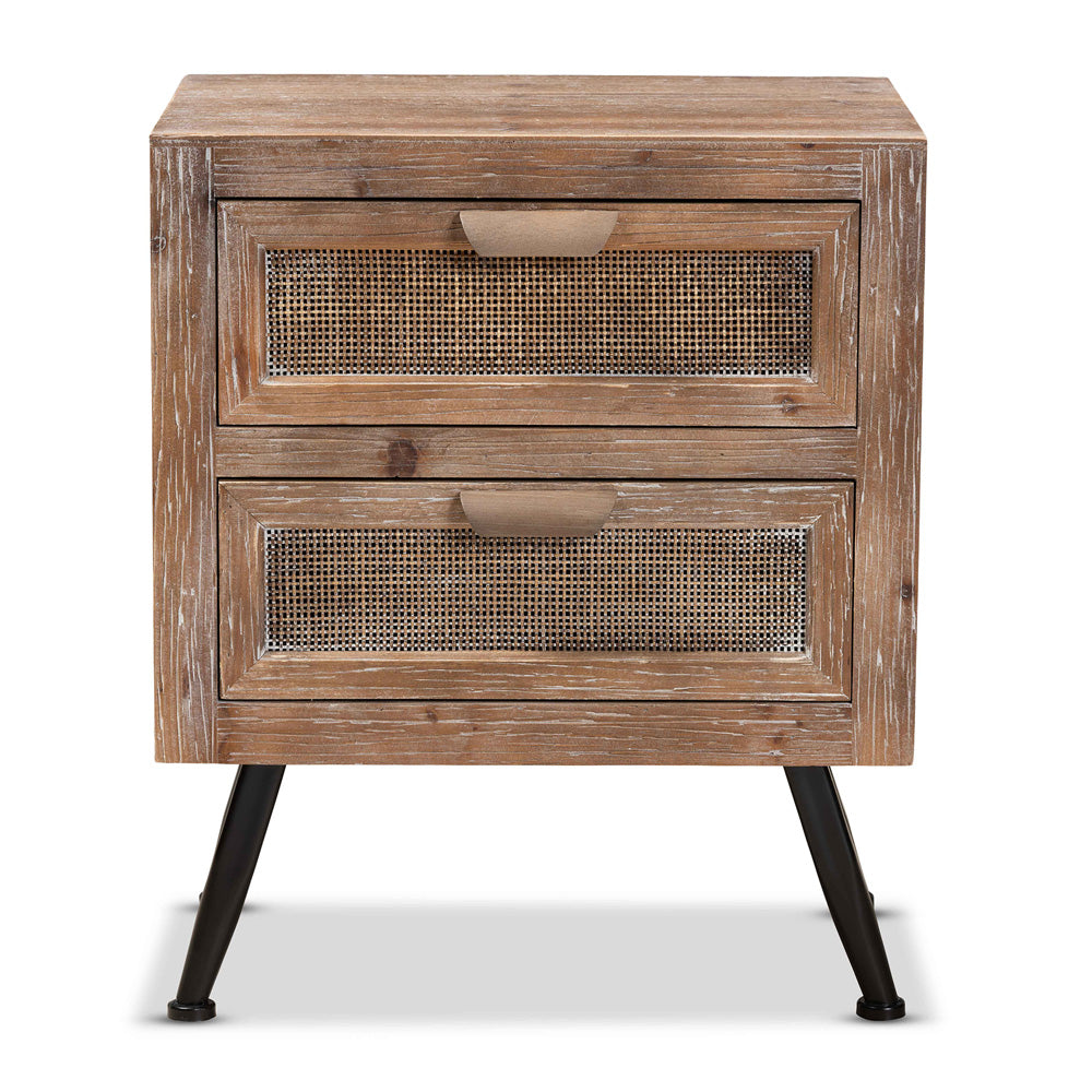 Baxton Studio - Calida End Table in Natural Brown/Black - JYCR19B-007-Rattan-ET view 3