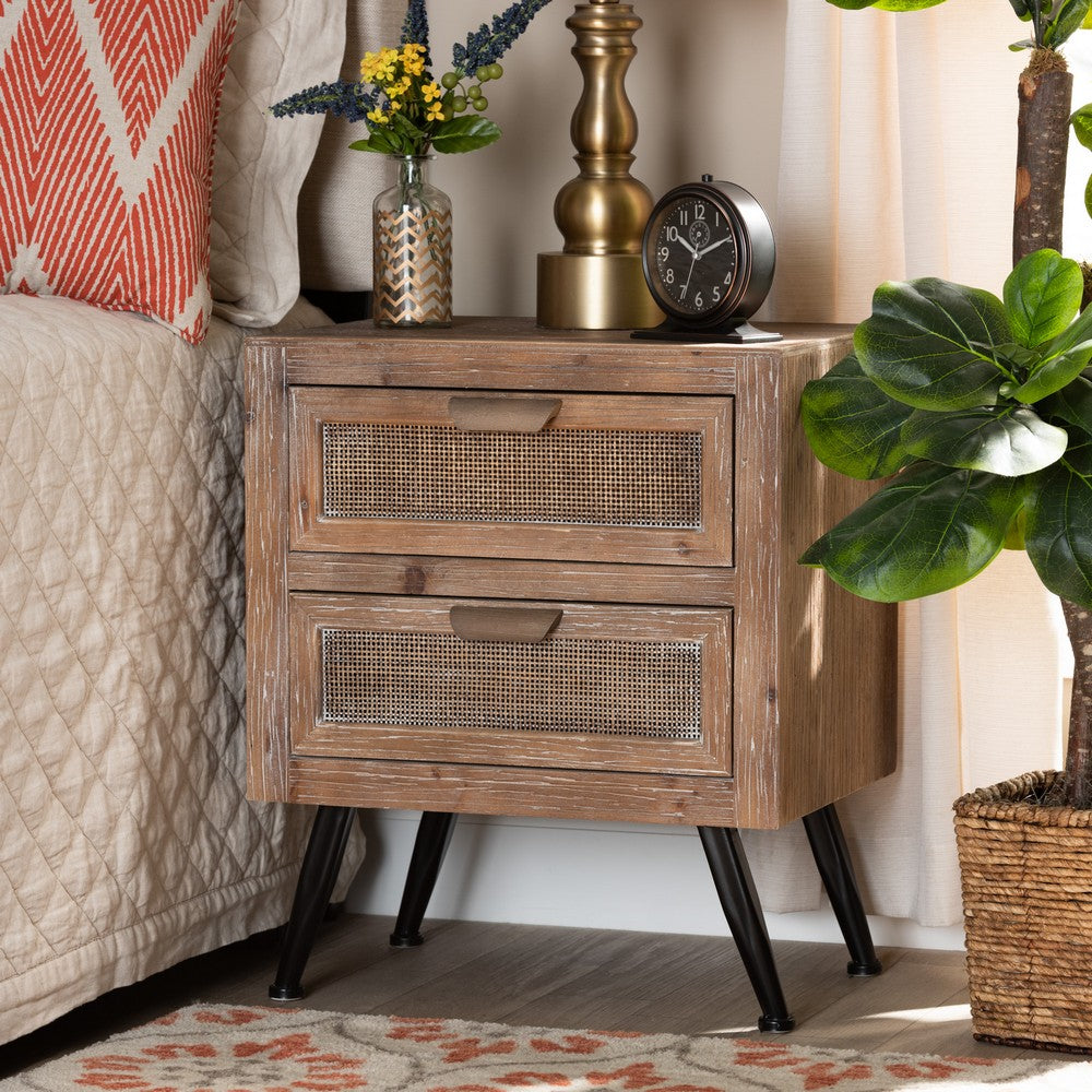 Baxton Studio - Calida End Table in Natural Brown/Black - JYCR19B-007-Rattan-ET view 7