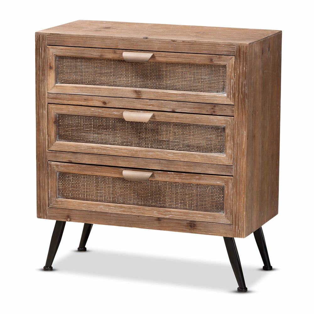 Baxton Studio - Calida Storage Cabinet in Natural Brown/Black - JYCR19B-002-Rattan-3DW-Cabinet view 1