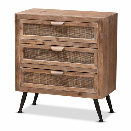 Baxton Studio - Calida Storage Cabinet in Natural Brown/Black - JYCR19B-002-Rattan-3DW-Cabinet view 1