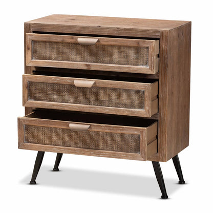 Baxton Studio - Calida Storage Cabinet in Natural Brown/Black - JYCR19B-002-Rattan-3DW-Cabinet view 2