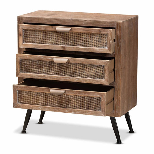 Baxton Studio - Calida Storage Cabinet in Natural Brown/Black - JYCR19B-002-Rattan-3DW-Cabinet view 2