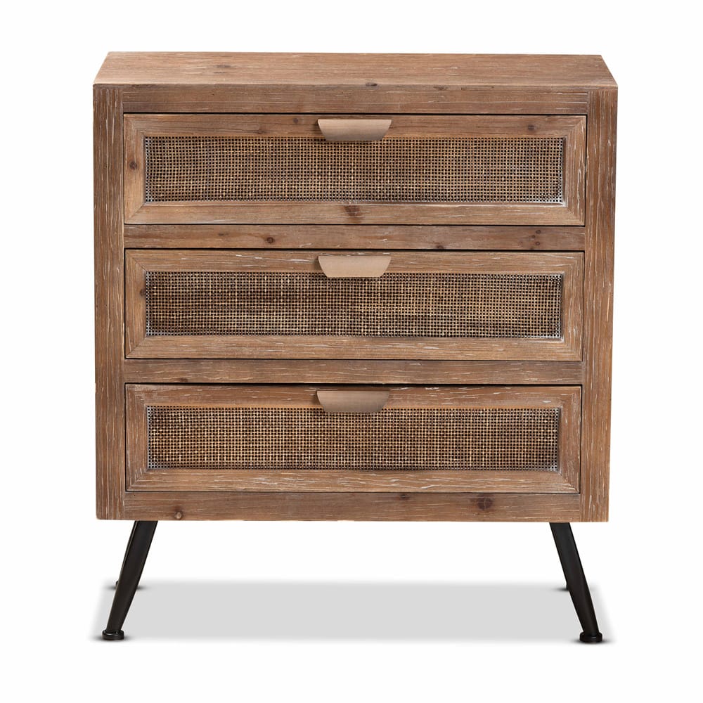 Baxton Studio - Calida Storage Cabinet in Natural Brown/Black - JYCR19B-002-Rattan-3DW-Cabinet view 3