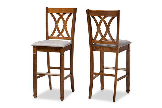 Baxton Studio - Calista Barstool Set of 2 - RH316B-Grey/Walnut-BS view 1
