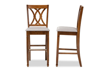 Baxton Studio - Calista Barstool Set of 2 - RH316B-Grey/Walnut-BS view 3
