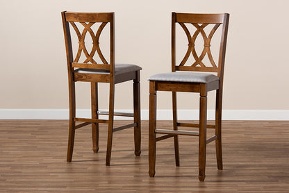 Baxton Studio - Calista Barstool Set of 2 - RH316B-Grey/Walnut-BS view 8