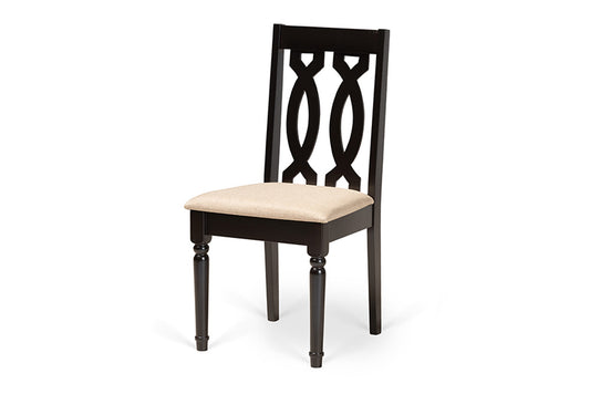 Baxton Studio - Callie Dining Set - Callie-Sand/Dark Brown-7PC Dining Set view 2