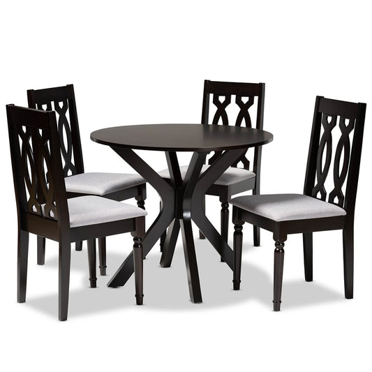 Baxton Studio - Callie Dining Set in Grey/Dark Brown - Callie-Grey/Dark Brown-5PC Dining Set view 1
