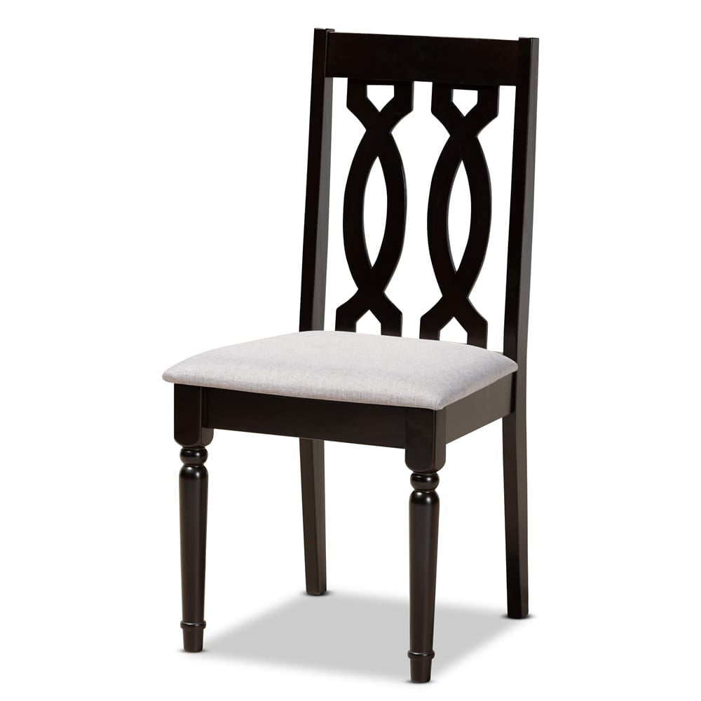 Baxton Studio - Callie Dining Set in Grey/Dark Brown - Callie-Grey/Dark Brown-5PC Dining Set view 2