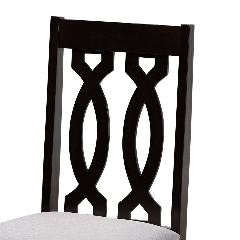 Baxton Studio - Callie Dining Set in Grey/Dark Brown - Callie-Grey/Dark Brown-5PC Dining Set view 5