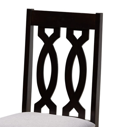 Baxton Studio - Callie Dining Set in Grey/Dark Brown - Callie-Grey/Dark Brown-5PC Dining Set view 5