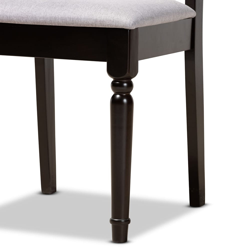 Baxton Studio - Callie Dining Set in Grey/Dark Brown - Callie-Grey/Dark Brown-5PC Dining Set view 6