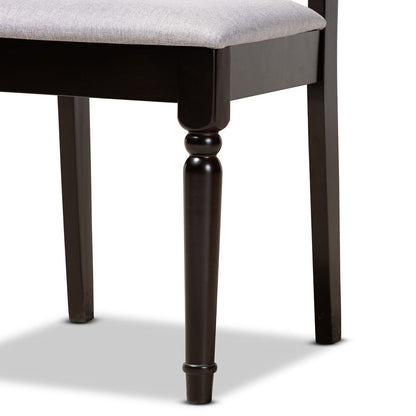 Baxton Studio - Callie Dining Set in Grey/Dark Brown - Callie-Grey/Dark Brown-5PC Dining Set view 6