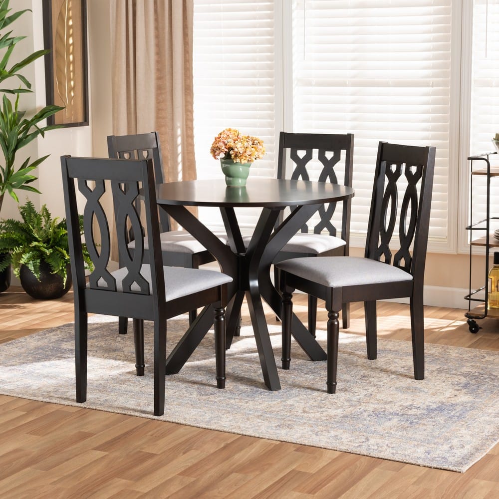 Baxton Studio - Callie Dining Set in Grey/Dark Brown - Callie-Grey/Dark Brown-5PC Dining Set view 7